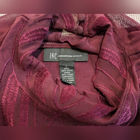 I.N.C. International Concepts Embroidered Knit Blouse, Burgundy, L - Picture 6 of 9